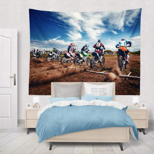 KULUSSY Tapestry Wall Hanging 80x60 Inch Start Motorcross Bike Motocross Dirt Dirtbike Path Supercross Action Active Air Decorations Tapestry for Bedroom Living Decor