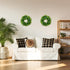 2 Pack 12" Artificial Boxwood Wreath for Front Door Faux Green Leaves Greenery Spring Wreath for Home Wall Window Wedding Party Hanging Decor (White Seeds)