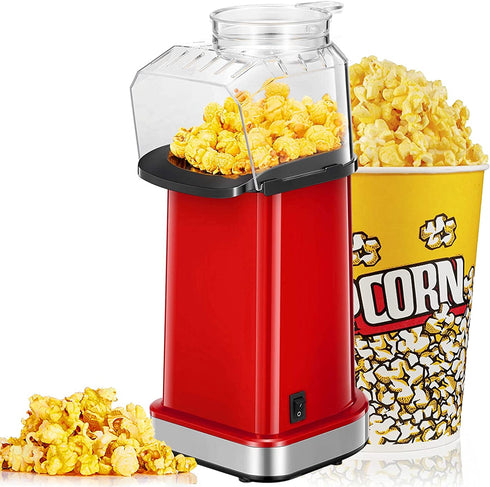Hot Air Popcorn Popper, 1400W Electric Popcorn Maker Machine 2 Minutes Fast Popping, 18 Cups, Healthy & Fat Free, For Home, Christmas, Movie Night or Party, BPA Free