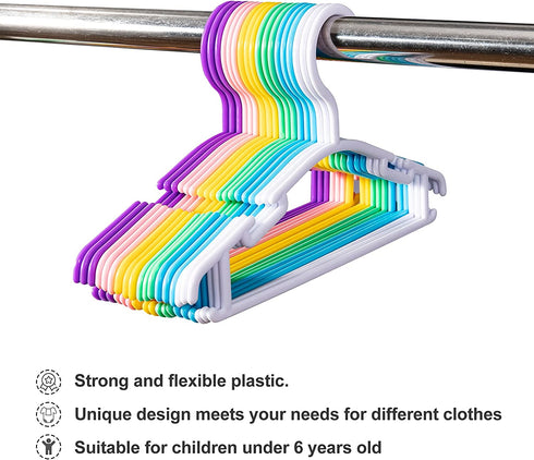 YUEANG Kids Hangers Plastic Baby Hangers for Closet€‚Infant Clothes Hangers for Toddler Junior Nursery€‚Children Hangers (Colorful, 40 PCS)