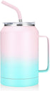 zenbo Mug Tumbler 32oz Stainless Steel Vacuum Insulated Mug with Handle,Lid and Straw,Keeps Drinks Cold up to 36 Hours Sweat-Proof Body, Dishwasher Safe-Iridescence