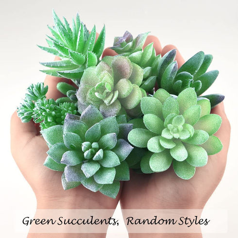 FEPITO 16 Pcs Random Size Artificial Succulent Plants Unpotted Succulents Picks Faux Succulent Plant in Green Stems for Home Indoor Garden Decoration