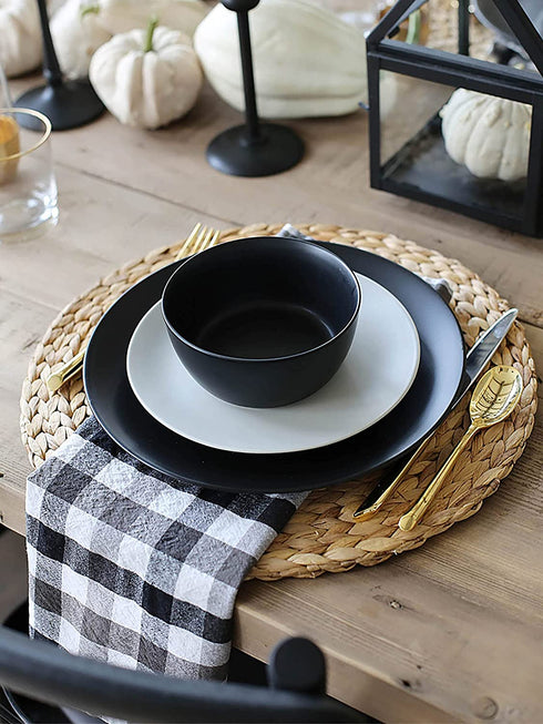 Yesland 4 Pack 13.5'' Large Rattan Tablemats - Natural Round Braided Water Hyacinth Weave Placemat - No-Slip Thick Wooden Heat Resistant Mats for Table, Coasters, Pots, Pans & Teapots in Kitchen