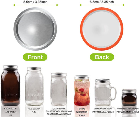 Wide Mouth Canning Lids for Ball, Kerr Jars - 24-Count Split-Type with Leak proof & Airtight Seal Features, Metal Mason Jar Lids for Canning - Food Grade Material, Silver/86 MM