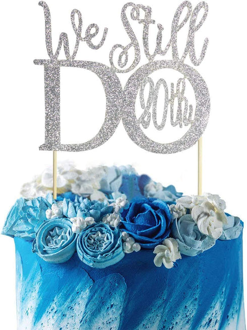 GrantParty Glitter Silver 20th Anniversary Cake Topper We Still Do 20th Vow Renewal Wedding Anniversary Cake Topper