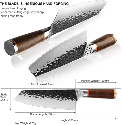 Kiritsuke Chef Knives Carbon Steel Bunka Knife Forged Japanese Butcher Cleaver Kitchen for Home and Restaurant