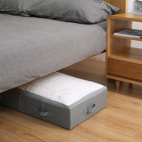 33.5x17x6" Long Collapsible Storage Boxes, holding shape well, Good under the bed organization solutions for kids toys- comforters -shoes, or wires electronics in TV stand. Dark Gray