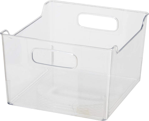 Oggi Bin Ideal for Kitchen, Pantry Storage, Fridge Organizing, Clear, 9.75" x 9" x 6"