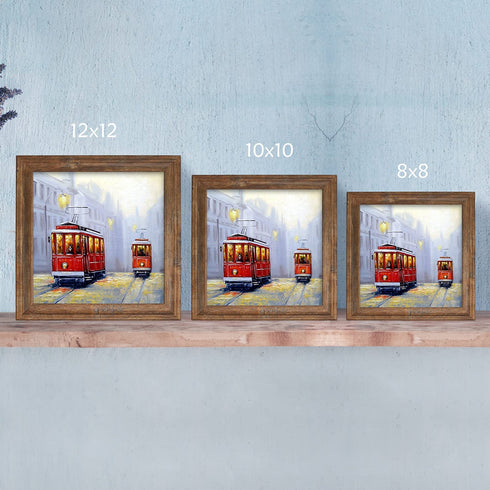 10x10 Brown Picture Frames Square Rustic Wood 2 Pack Display Photo Frame 10 x 10 with Stand for Wall Mounting and Tabletop Home Decoration