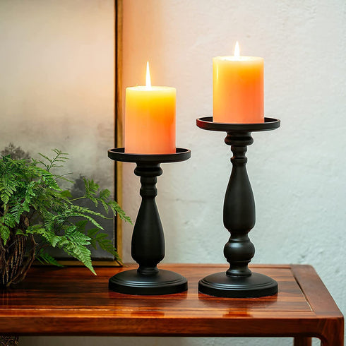 Candle Holders for Pillar Candles Metal Candlestick Holder 2 Pcs Candleholders Stand for LED Tea Light Candles, Ornament for Birthday, Wedding and Home Decoration