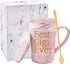 Best Gigi Ever Mug Grandma Mug Gifts for Grandma Mothers Day Birthday Gifts for Grandma from Grandchildren Grandma Marble Cup 14 Oz Pink with Box Packing Spoon and Coaster