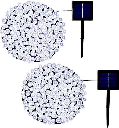 2-Pack 85FT 240 LED Extra-Long Solar String Lights Outdoor , Upgraded Solar Christmas Lights Waterproof 8 Modes Solar Powered Twinkle Lights for Xmas Tree Christmas Decorations (Cool White)