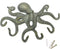 ChasBete Octopus Iron Wall Hooks for Hanging, Rustic Decorative Hooks/ Key Holder/ Coat Hooks/ Towel Hooks with 6 arms - Gold Green