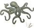 ChasBete Octopus Iron Wall Hooks for Hanging, Rustic Decorative Hooks/ Key Holder/ Coat Hooks/ Towel Hooks with 6 arms - Gold Green