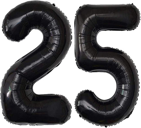 25 Number Balloons Black Big Giant Jumbo Number 25 Foil Mylar Balloons for 25th Birthday Party Supplies 25 Anniversary Events Decorations