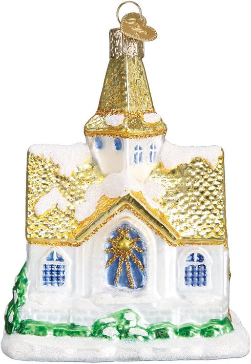 Old World Christmas Church Collection Glass Blown Ornaments for Christmas Tree Golden Cathedral