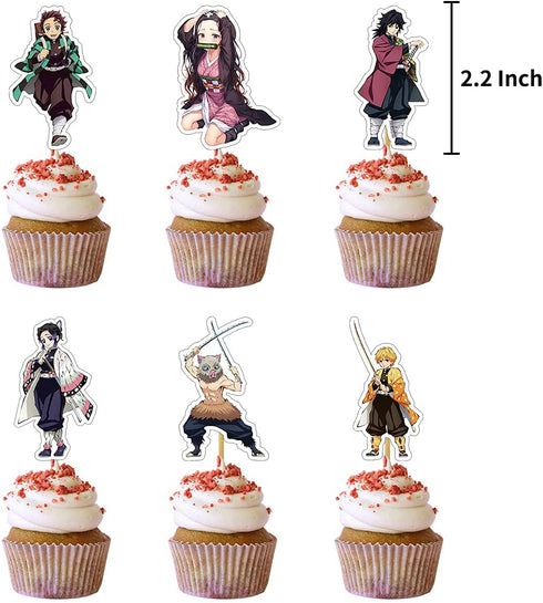Danghe Japanese Anime Birthday Party Decorations 46 Pcs Manga Favors Japanese Anime Party Supplies with 1 Birthday Banner, 1 Cake Topper, 24 Cupcake Toppers, 20 Balloons