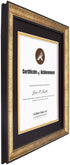 Golden State Art, 11x14 Vintage Antique Style Gold Frame for 8.5x11 Diploma/Certificate, Sawtooth Hangers for Wall Mounting with Real Glass, Black Trim (Black/Gold Double Mat)