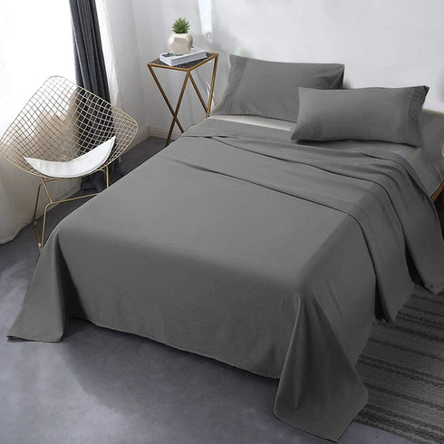 Secura Everyday Luxury Queen Bed Sheet Set 4 Piece - Soft Microfiber 1800 Thread Count 16" Deep Pocket Sheet Sets - Hypoallergenic, Wrinkle & Fade Resistant (Gray)