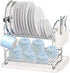 Simple Houseware 2-Tier Dish Rack with Drainboard, Chrome