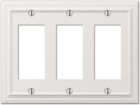 Amerelle 94RRRW Continental Wallplate, 3 Rocker, Cast Metal, White, 1-Pack