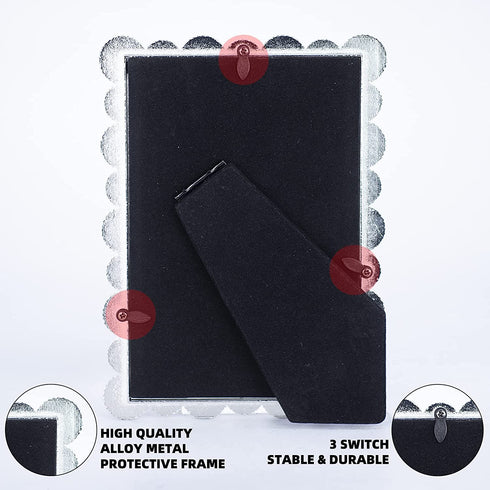 LARAINE Picture Photo Frame 4x6 Rhinestones Metal High Definition Glass Display Pictures for Tabletop Crystal Home Decorative (Red, 4x6)