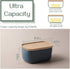 DOWAN Porcelain Butter Dish, Extra Large Butter Dish with Cover, Airtight Butter Dish with Wooden Lid, Farmhouse Butter Container for East West Coast Butter, Freezer Safe, Airy Blue
