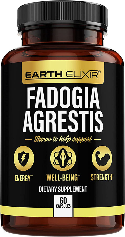 Earth Elixir Fadogia Agrestis Supplements 1200mg (60 Capsules) -Max Purity – 100% Pure Fadogia Agrestis Extract – Zero Fillers - Gluten Free - Non-GMO Vegan Capsules