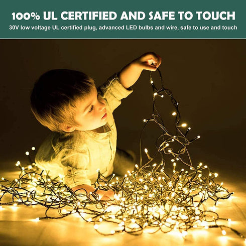 XUNXMAS 800 LED Christmas String Lights Indoor Outdoor 272ft Super Long Warm White Christmas Tree Lights, 8 Lighting Modes UL Certified Waterproof Fairy Lights for Christmas Patio Party Decor