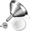 Kitchen Funnel for Filling Bottles, Kitchen Gadgets Cooking Oil Funnel with Strainer and 200 Mesh Filter, Tea Grease Juice Food Strainer, 18/8 Stainless Steel Funnel (5 inch Mouth, 0.63 inch Stem)
