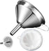 Kitchen Funnel for Filling Bottles, Kitchen Gadgets Cooking Oil Funnel with Strainer and 200 Mesh Filter, Tea Grease Juice Food Strainer, 18/8 Stainless Steel Funnel (5 inch Mouth, 0.63 inch Stem)