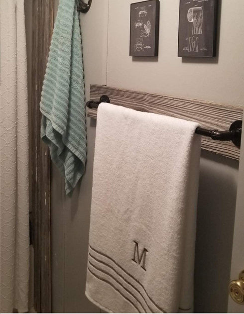 Industrial Pipe Towel Bar 18 Inch, Pipe Towel Rack 18 Inch,Towel Horse, Bath Towel Holder,Wall Mounted DIY Style,Black Epoxy Coated Finish