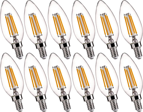 FLSNT B11 E12 LED Candelabra Base Bulbs 60W Equivalent, 4.5W Dimmable LED Candle Light Bulbs, 2700K Soft White, Pack of 12