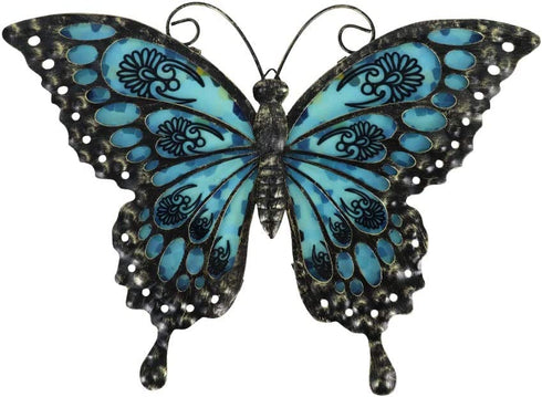 Liffy Metal Butterfly Wall Decor Outdoor Indoor Metal Wall Art Butterfly Hanging Decorations Metal and Glass Garden Theme Home Decorations for Garden Living Room Bedroom
