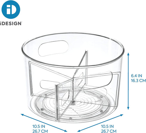 iDesign Linus BPA-Free Plastic Turntable Organizer with Removable Dividers, Spinner