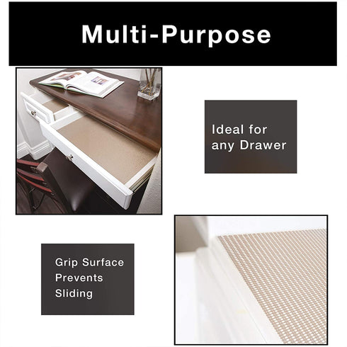 Smart Design Classic Grip Shelf Liner - 12 Inch x 60 Feet Total (Set of 6 Rolls) - Non Adhesive, Strong Grip Bottom, Easy Clean Kitchen Drawer, Cabinet, Cupboard Dresser Cover, Non Slip - Taupe