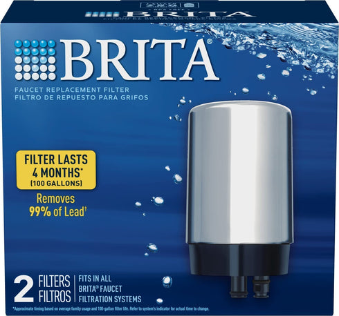 Brita Filter Replacement Faucet Mount, 2, Chrome