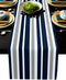 Stripe Table Runner-Navy Blue Gray White Cotton linen-Long 108 inche Dresser Scarves,Farmhouse Tablerunner for Kitchen Coffee/Dining/Sofa Table Bedroom Home Living Room,Scarf Decor for Holiday Dinner