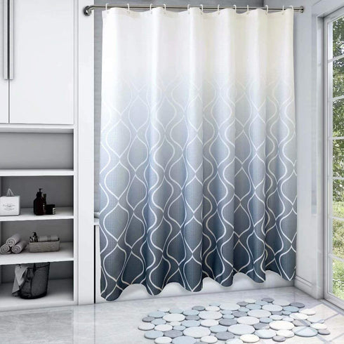 Xikaywnt Moroccan Ombre Shower Curtain for Bathroom - Waterproof Fabric Textured Bathroom Curtain with 12 Hooks, 70 x 72 Inch Grey