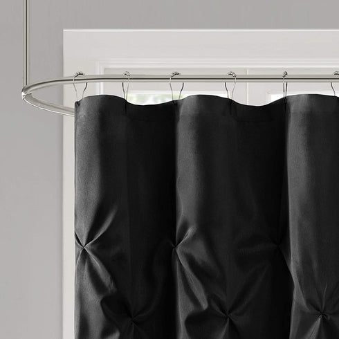 Laurel Black Shower Curtain , Solid Transitional Shower Curtains for Bathroom , 72 X 72