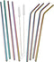 Mind Reader Stainless Steel Set, Reusable, Straight & Curved Metal Durable Drinking Straws with Cleaning Brushes-8 PK, One Size, Rainbow 8 Pack
