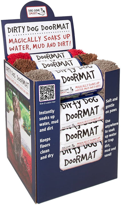 Dog Gone Smart Dirty Dog Doormat Cute Paw Print Ultra Water Absorbent Fast Drying Microfiber Small, Medium, Large and Runner Heavy Non-Skid/Slip Backing Machine Wash, Rain Snow Muddy Wet Shoes & Paws