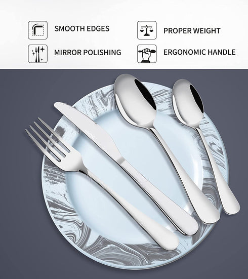 VIVANI 16 Piece Silverware Set, Flatware Sets for 4, Cutlery Set, Kitchen Utensil Sets, Spoons and Forks Set (V002)