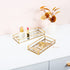 Feyarl Gold Clear Glass Vanity Tray Jewelry Trinket Rings Earrings Organizer Perfume Collection Display Decorative Tray Anti-Mirror Surface for Dressr Room Drawer Office Tabletop (9.84Inch)