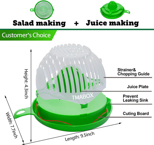 Salad Cutter Bowl, Salad Chopper Bowl, Fruit Vegetable Cut Set, Vegetable Drain Bowl, Upgraded Juice Making and Salad Make, Fresh Salad Slicer, Approved for Kitchen