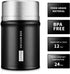 Insulated Food Jar Lunch Container for Hot Food 26 oz Wide Mouth Stainless Steel Thermos LuenHego Leak Proof Thermal Flask with Folding Spoon for School Office Picnic Travel Outdoors - Matte Black