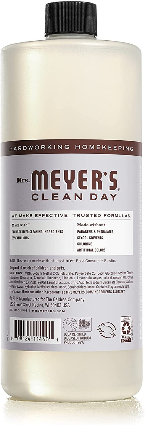 Mrs. Meyer's Multi-Surface Cleaner Concentrate, Use to Clean Floors, Tile, Counters, Lavender Scent, 32 Oz - Pack of 2