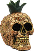 Ebros Hawaiian Tropical Pineapple Golden Skull Figurine 6" Tall Fruity Skeleton Head Statue for Halloween Day of The Dead Spooky Decor