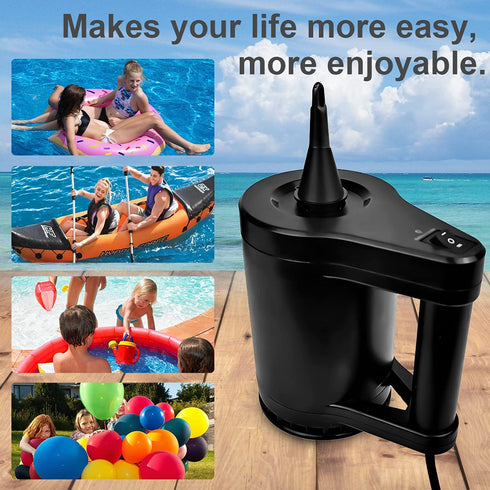 WEEFEESTAR Electric Air Pump, Air Pump for Inflatables Balloon Pump 2 in 1 Quick Inflator Deflator with 5 Nozzles for Pool Floats Air Mattress Air Bed Floaties Balloons Party Decoration (350W)
