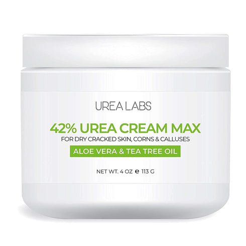 UREA LABS | 42% Urea Cream MAX w/ Aloe Vera & Tea Tree Oil, 4 Oz Highest Potency Foot Cream, Corn & Callus Remover. Moisturizes & Re-hydrates Rough, Cracked, Dead & Dry Skin on Feet, Elbows and Hands